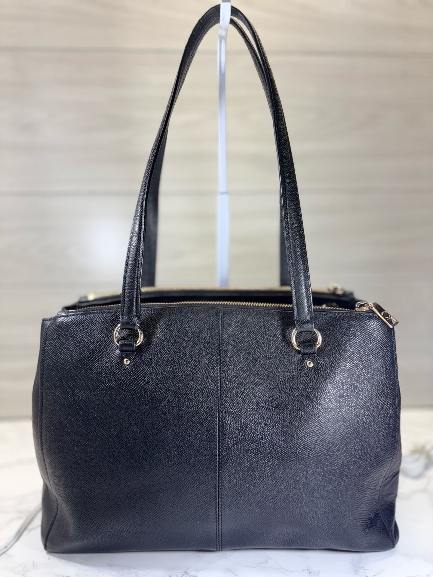 Coach Stanton Carryall Tote Bag Black Leather Gold Hardware 4