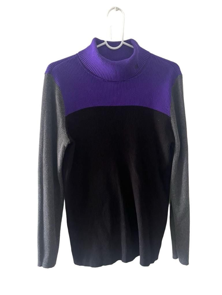Lauren Ralph Lauren Ribbed Colorblock Turtleneck Sweater Size XL 2