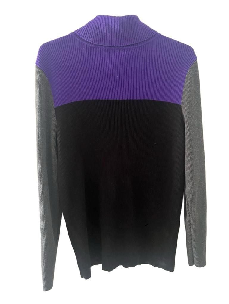 Lauren Ralph Lauren Ribbed Colorblock Turtleneck Sweater Size XL 3