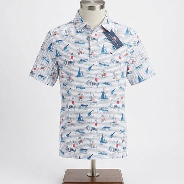 Vineyard Vines Boys On-The-Go Sankaty Performance Polo Nautical Scenery XL 18