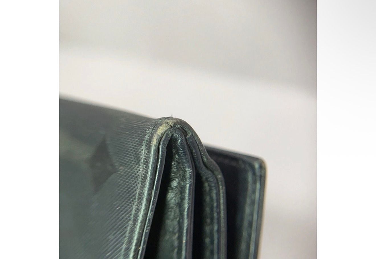 MCM Monogram Embossed Trifold Wallet Black Leather 6