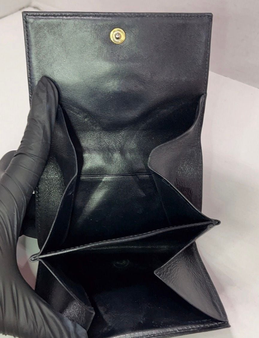 MCM Monogram Embossed Trifold Wallet Black Leather 9