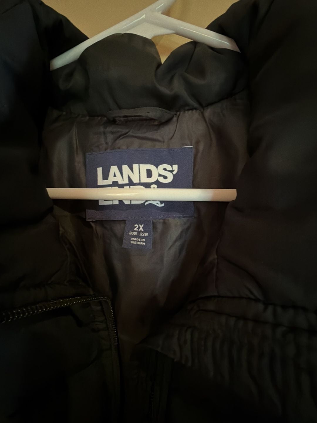 Lands' End Down Puffer Vest Size 2X 20W-22W Black Full Zip 3