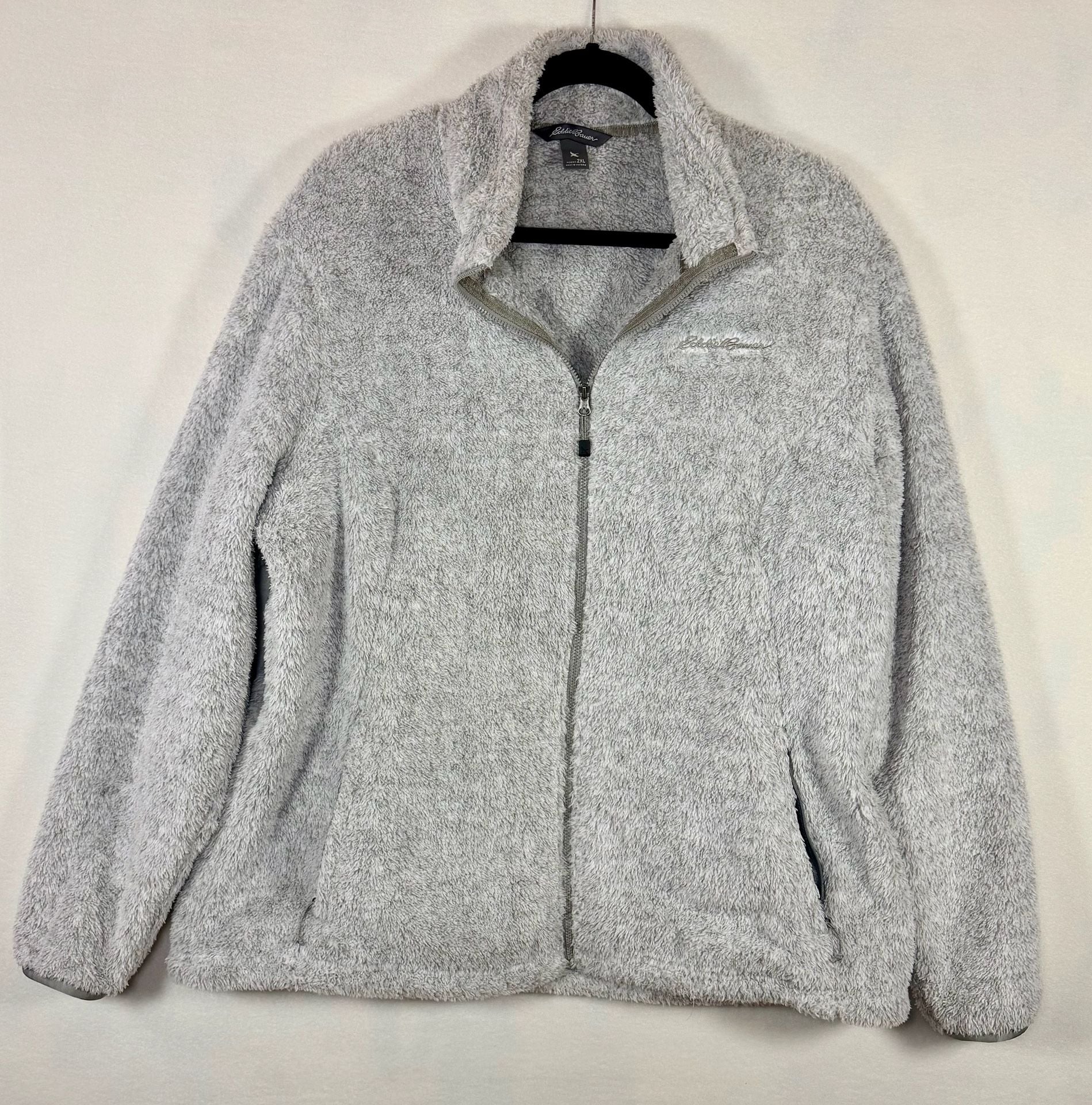Women’s Eddie Bauer Fleece Jacket, 2XL, Gray, Full Zip Sherpa Fuzz 2