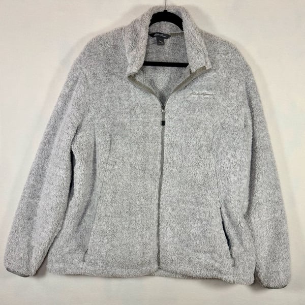 Women’s Eddie Bauer Fleece Jacket, 2XL, Gray, Full Zip Sherpa Fuzz