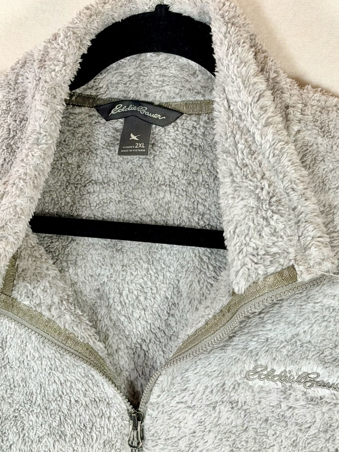 Women’s Eddie Bauer Fleece Jacket, 2XL, Gray, Full Zip Sherpa Fuzz 5