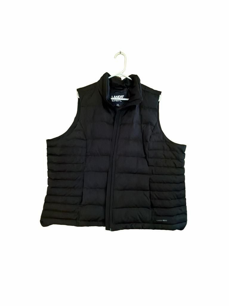 Lands' End Down Puffer Vest Size 2X 20W-22W Black Full Zip 2