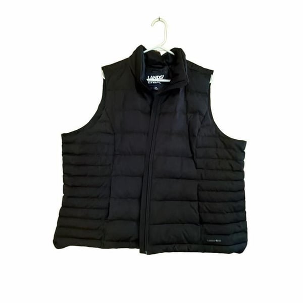 Lands' End Down Puffer Vest Size 2X 20W-22W Black Full Zip