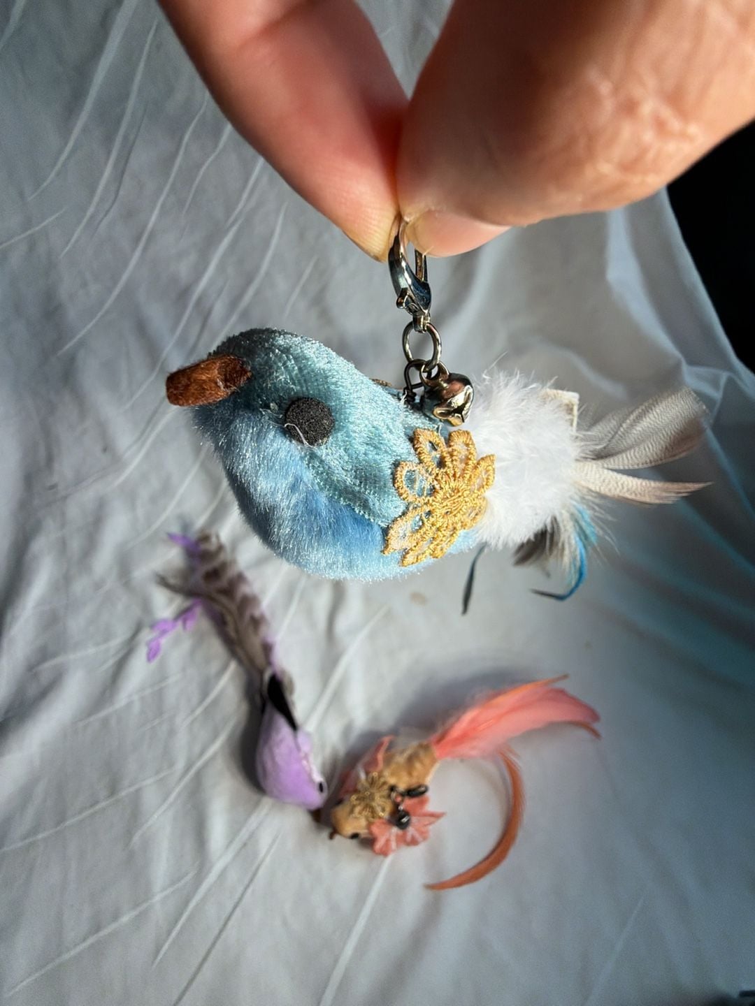 Luxury Bird on Clip Feather Ornament Set 3