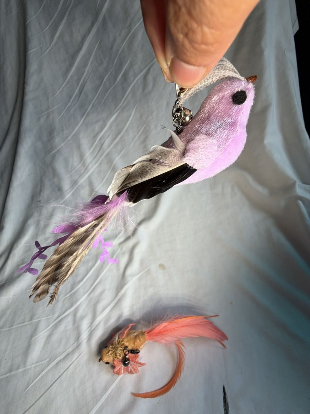 Luxury Bird on Clip Feather Ornament Set 4
