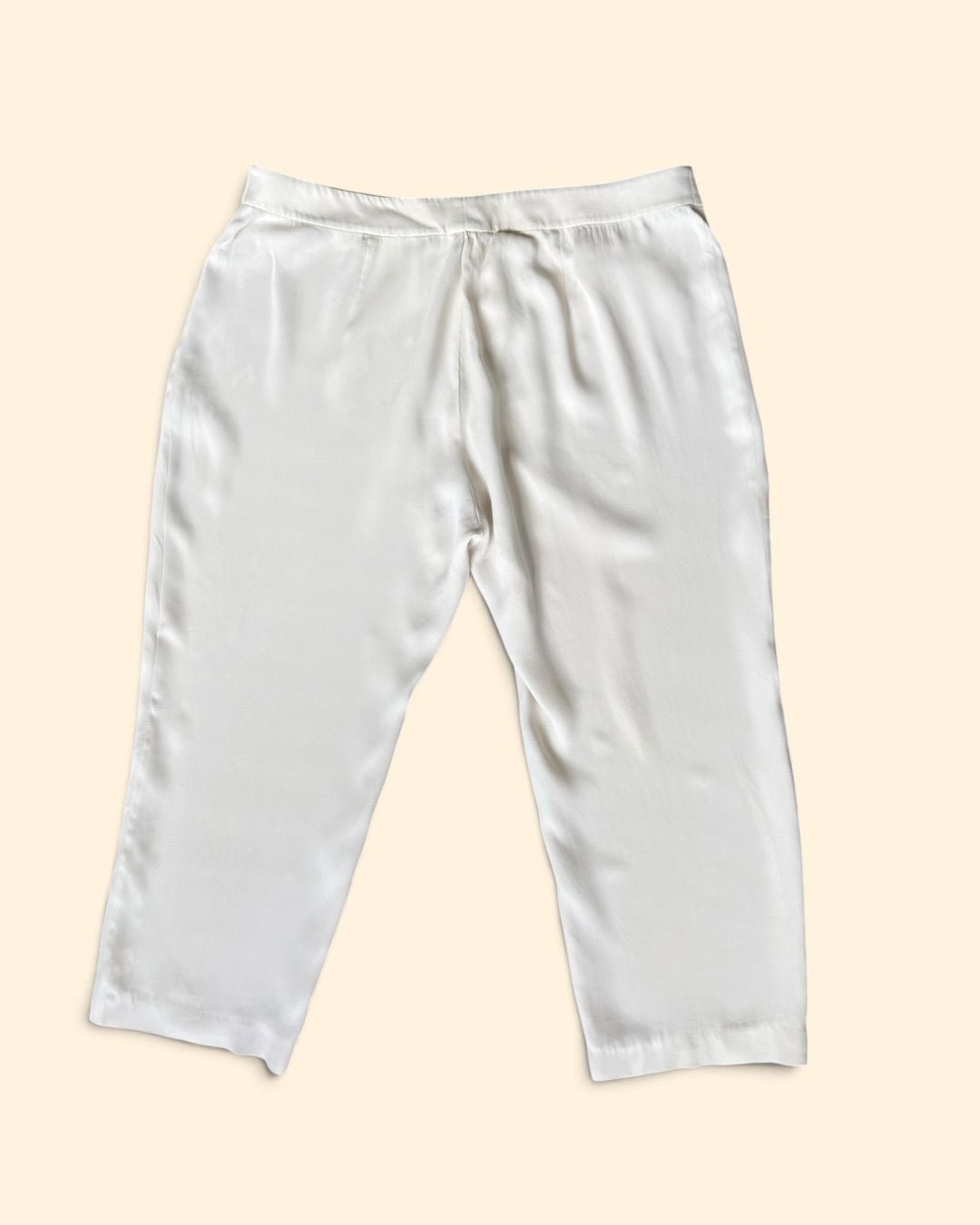 Eileen Fisher Silk Cropped Pants Size XL White Relaxed Straight Leg 2