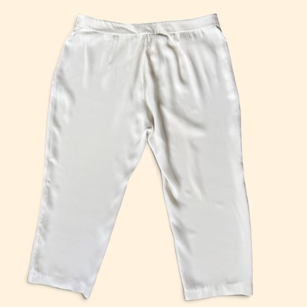 Eileen Fisher Silk Cropped Pants Size XL White Relaxed Straight Leg