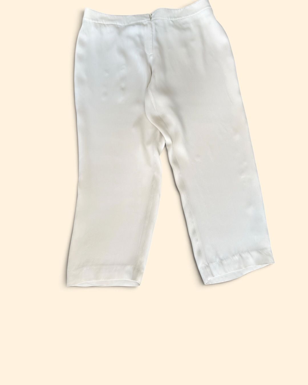 Eileen Fisher Silk Cropped Pants Size XL White Relaxed Straight Leg 3
