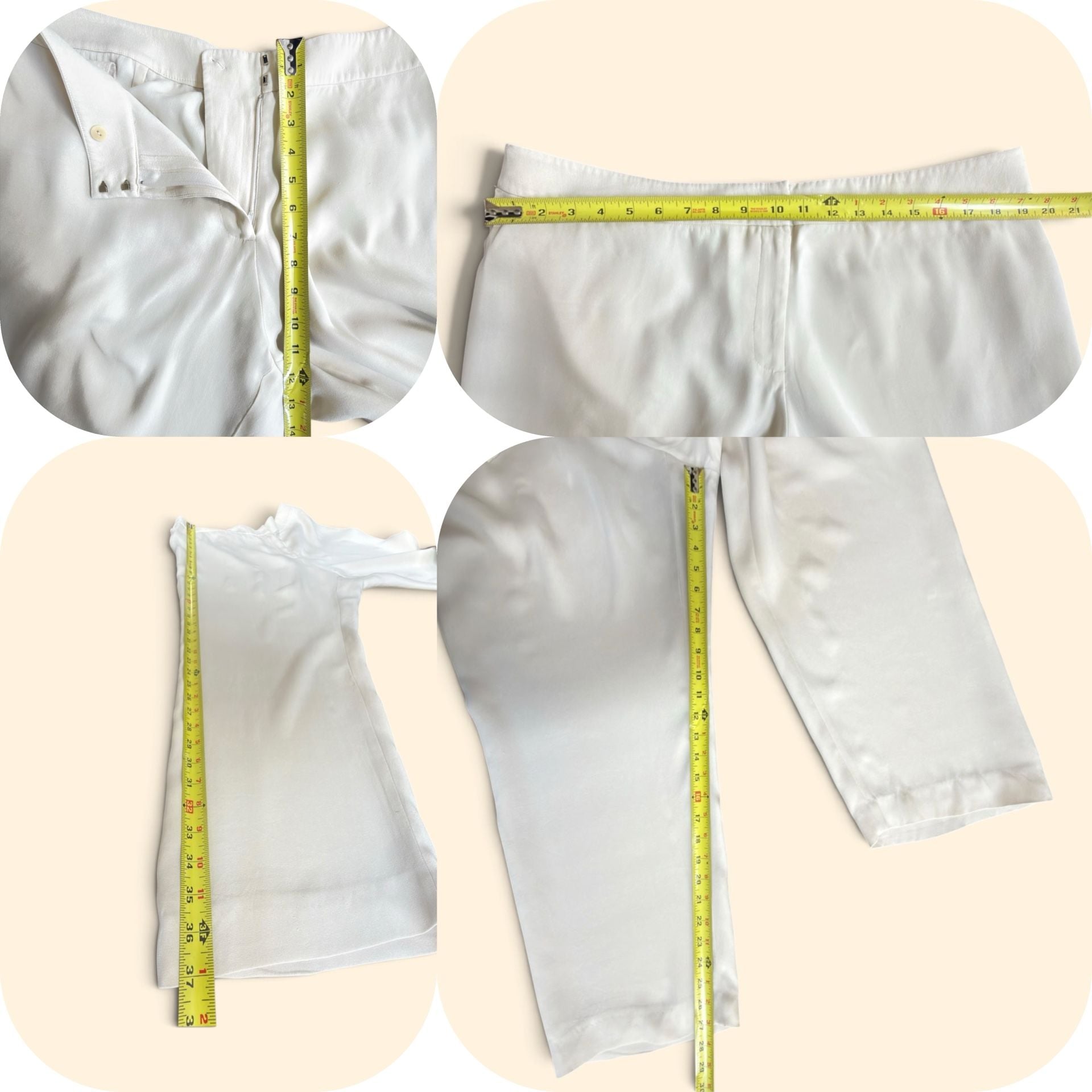Eileen Fisher Silk Cropped Pants Size XL White Relaxed Straight Leg 6