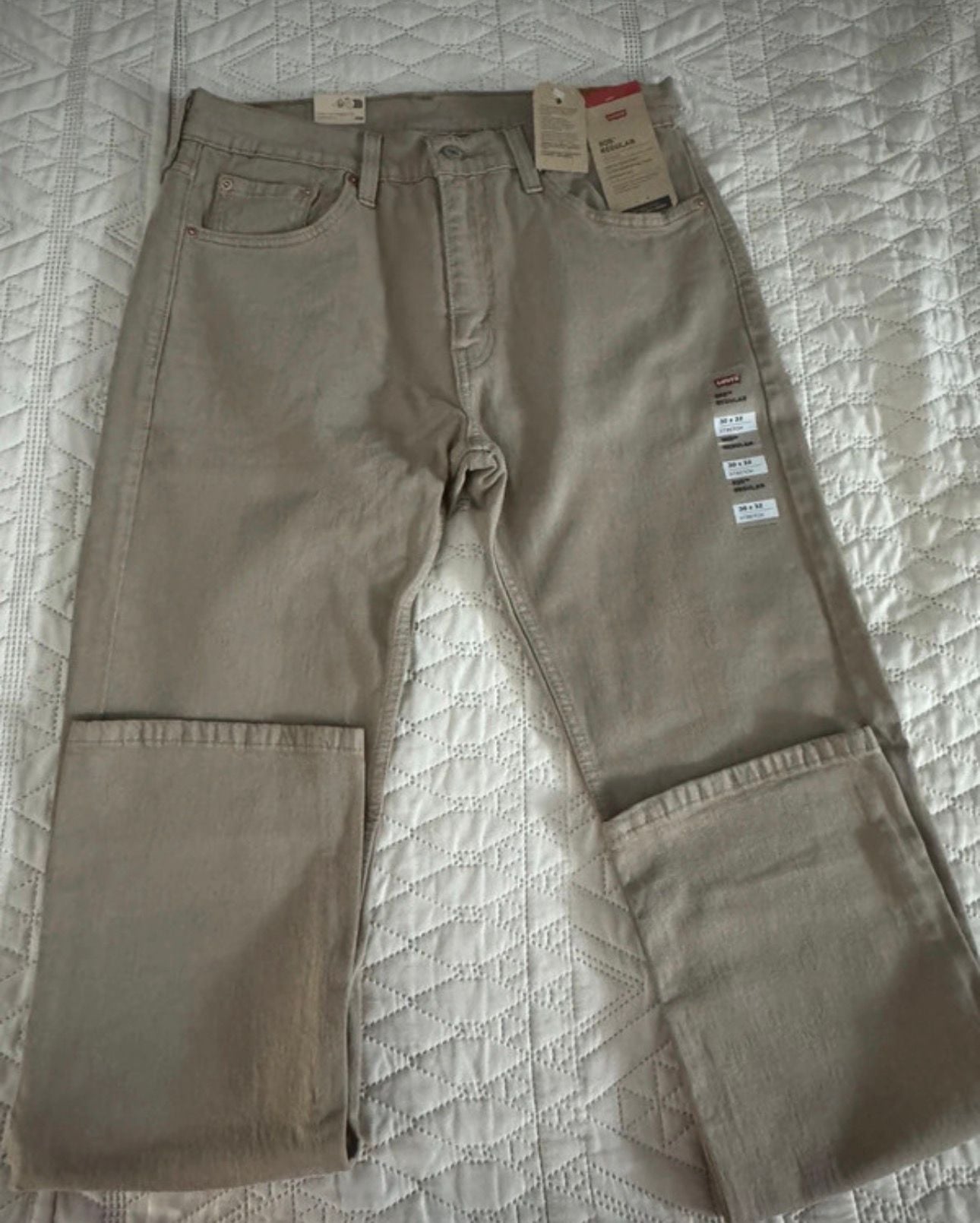 Levi's 505 Regular Straight Jeans Size 30x32 Tan Beige Stretch NWT 2