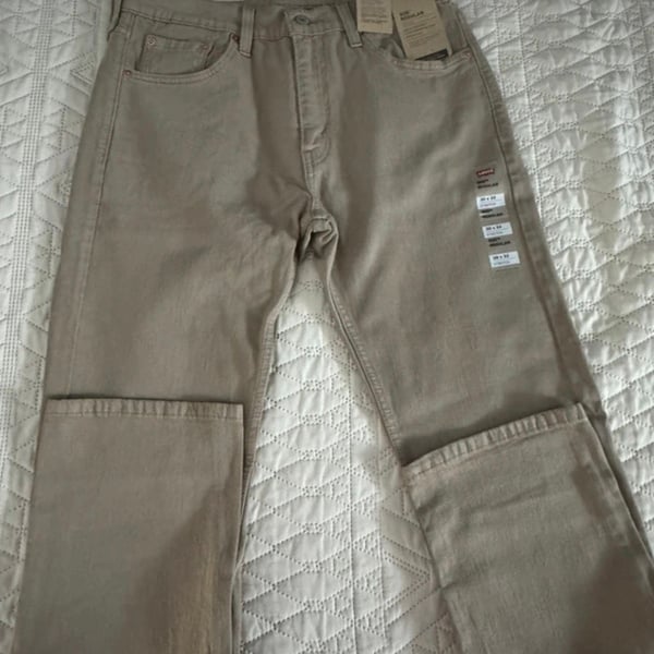 Levi's 505 Regular Straight Jeans Size 30x32 Tan Beige Stretch NWT