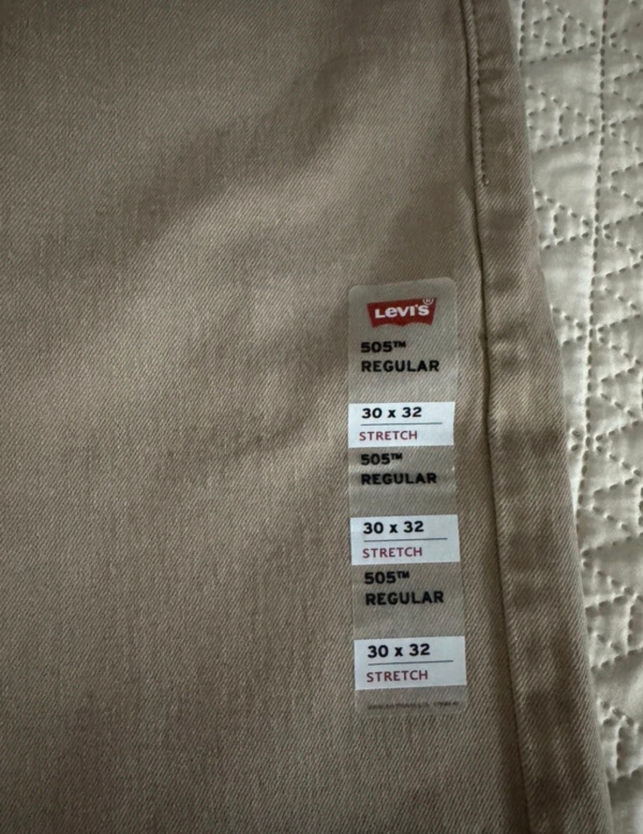Levi's 505 Regular Straight Jeans Size 30x32 Tan Beige Stretch NWT 3