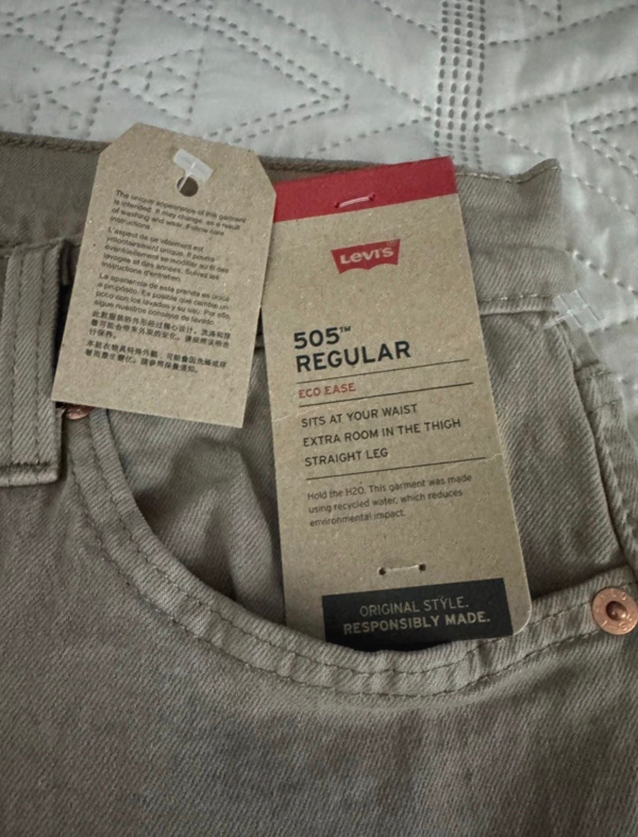 Levi's 505 Regular Straight Jeans Size 30x32 Tan Beige Stretch NWT 4