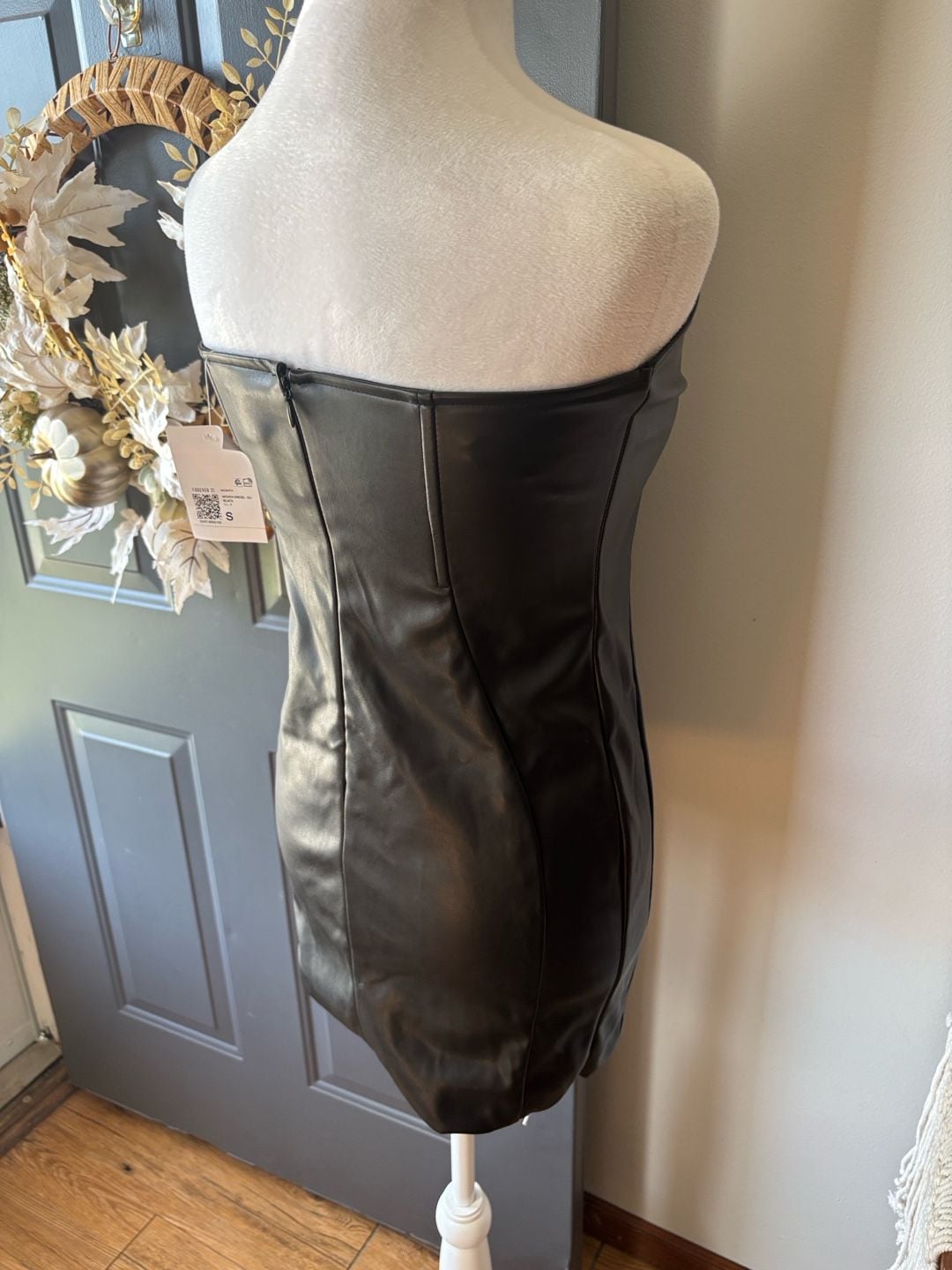 Forever 21 Faux Leather Tube Dress Size S Black Mini Bodycon 4
