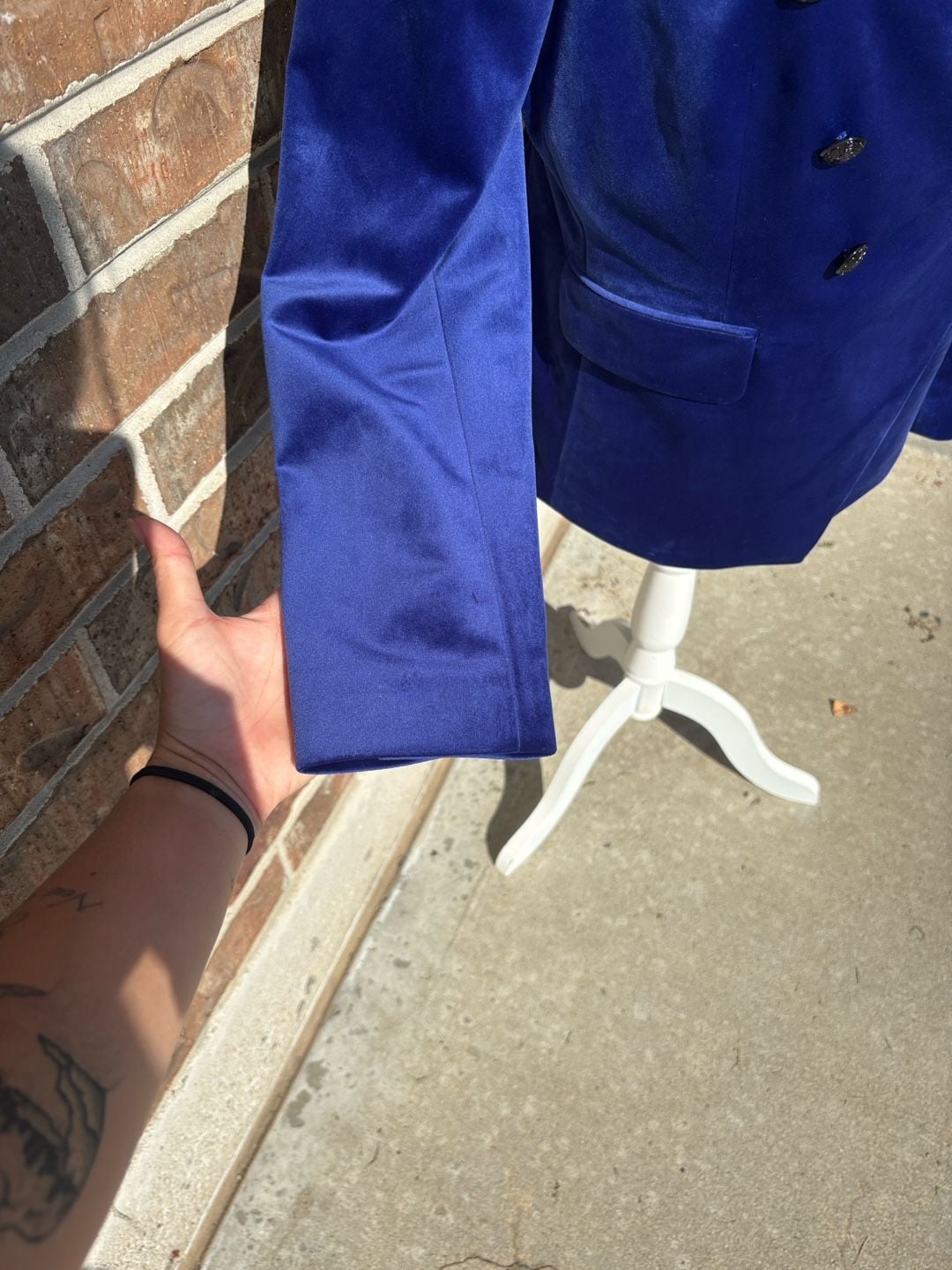 Velvet Double-Breasted Blazer Royal Blue 4
