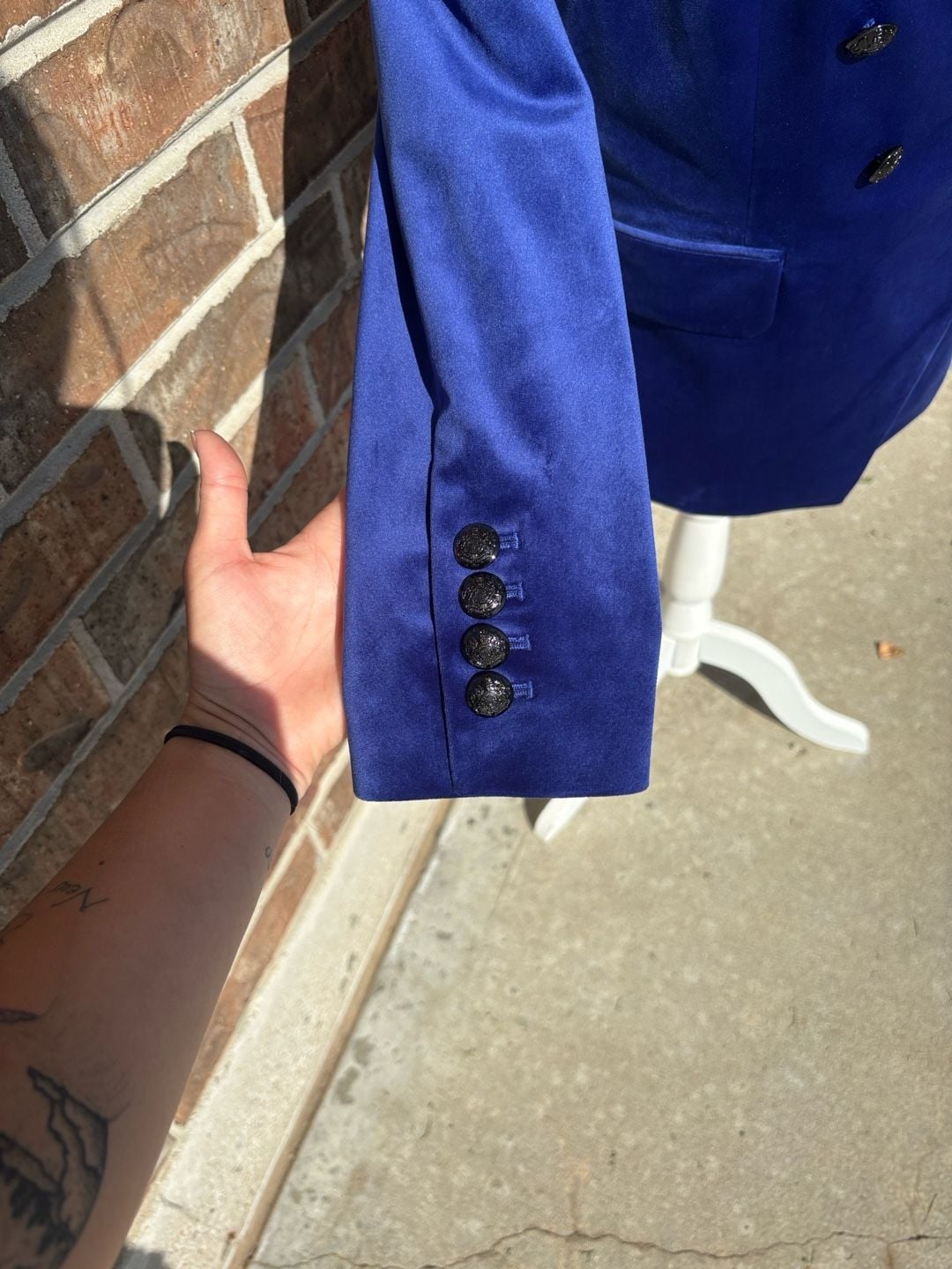 Velvet Double-Breasted Blazer Royal Blue 5