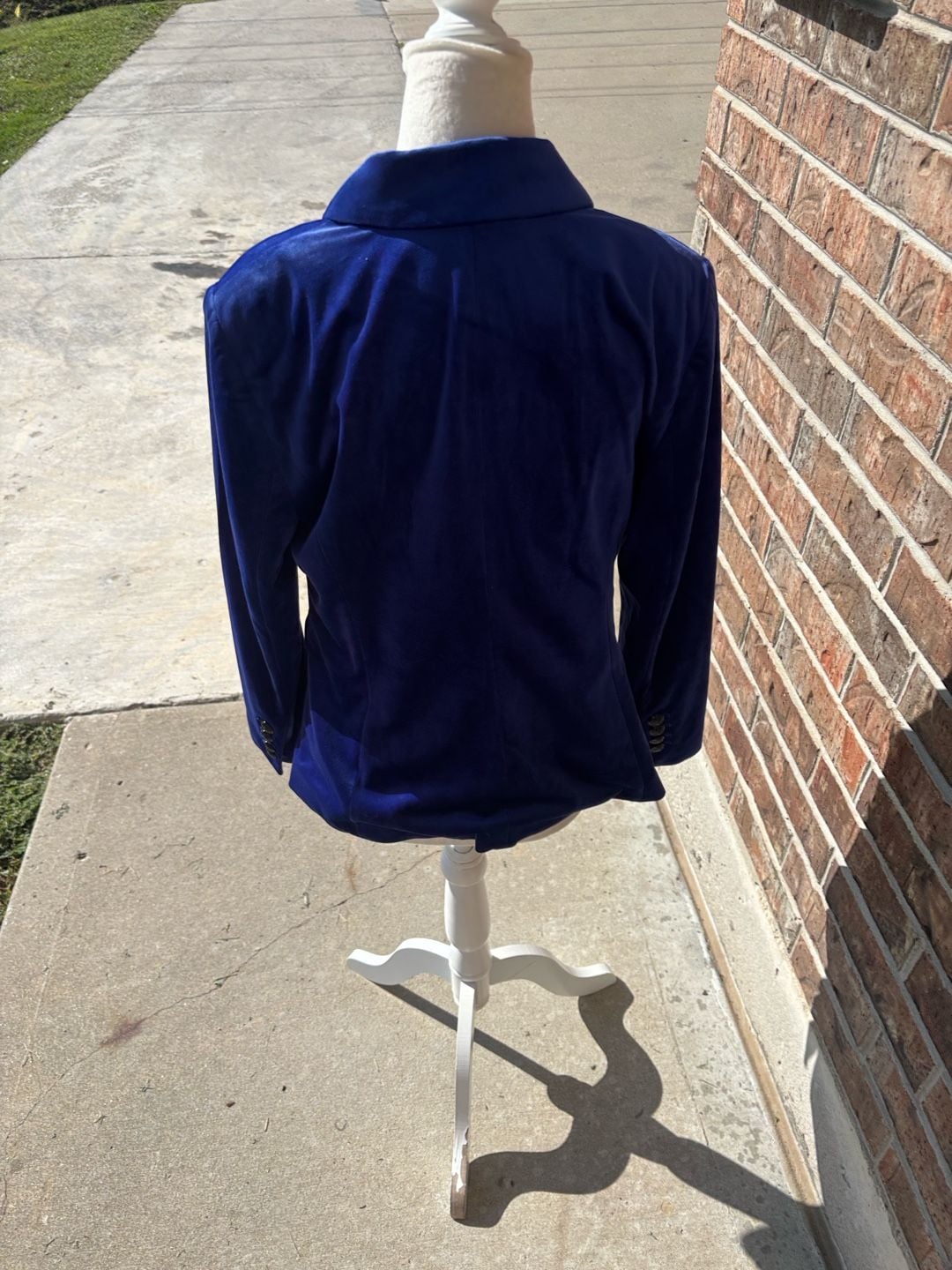 Velvet Double-Breasted Blazer Royal Blue 6