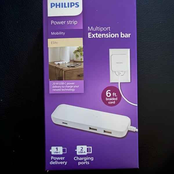 New Philips Multiport Extension Bar DLK2506C/27 Size 6 ft. White
