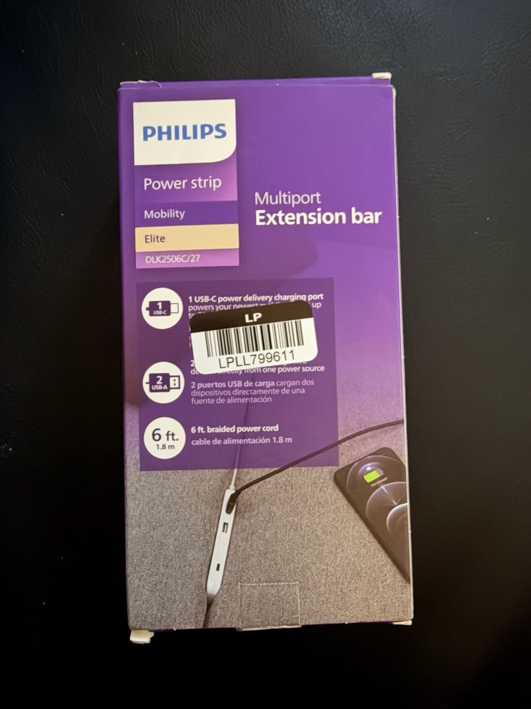 New Philips Multiport Extension Bar DLK2506C/27 Size 6 ft. White 2