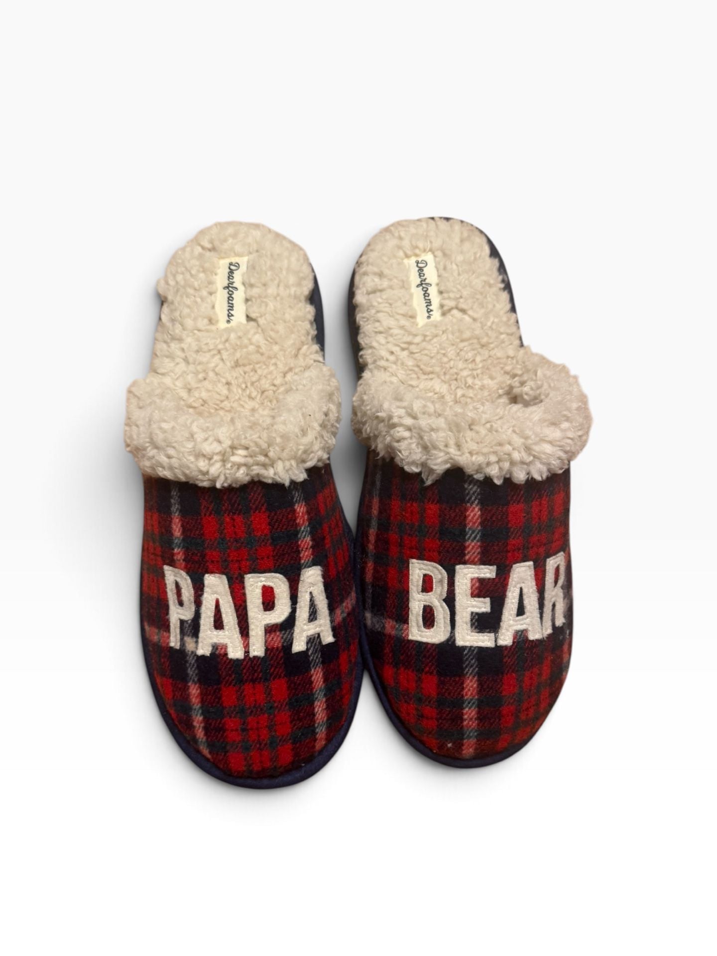 Dearfoams Papa Bear Buffalo Check Clog Slipper Red 2