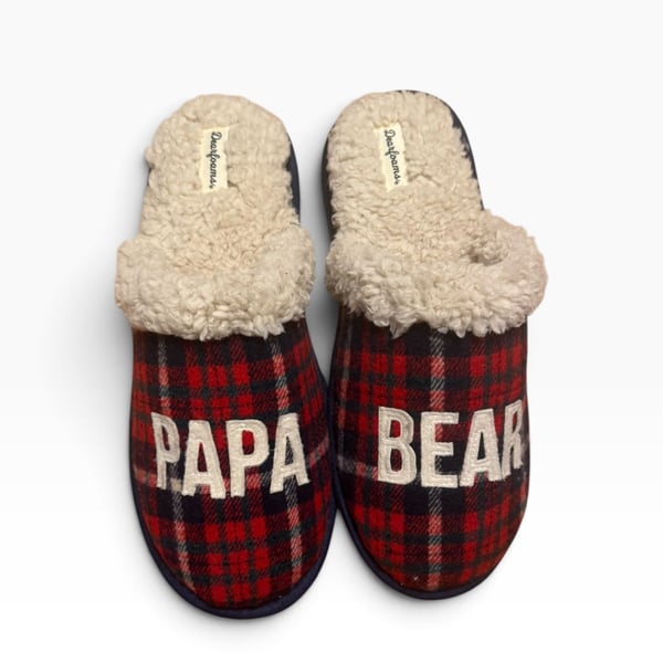 Dearfoams Papa Bear Buffalo Check Clog Slipper Red