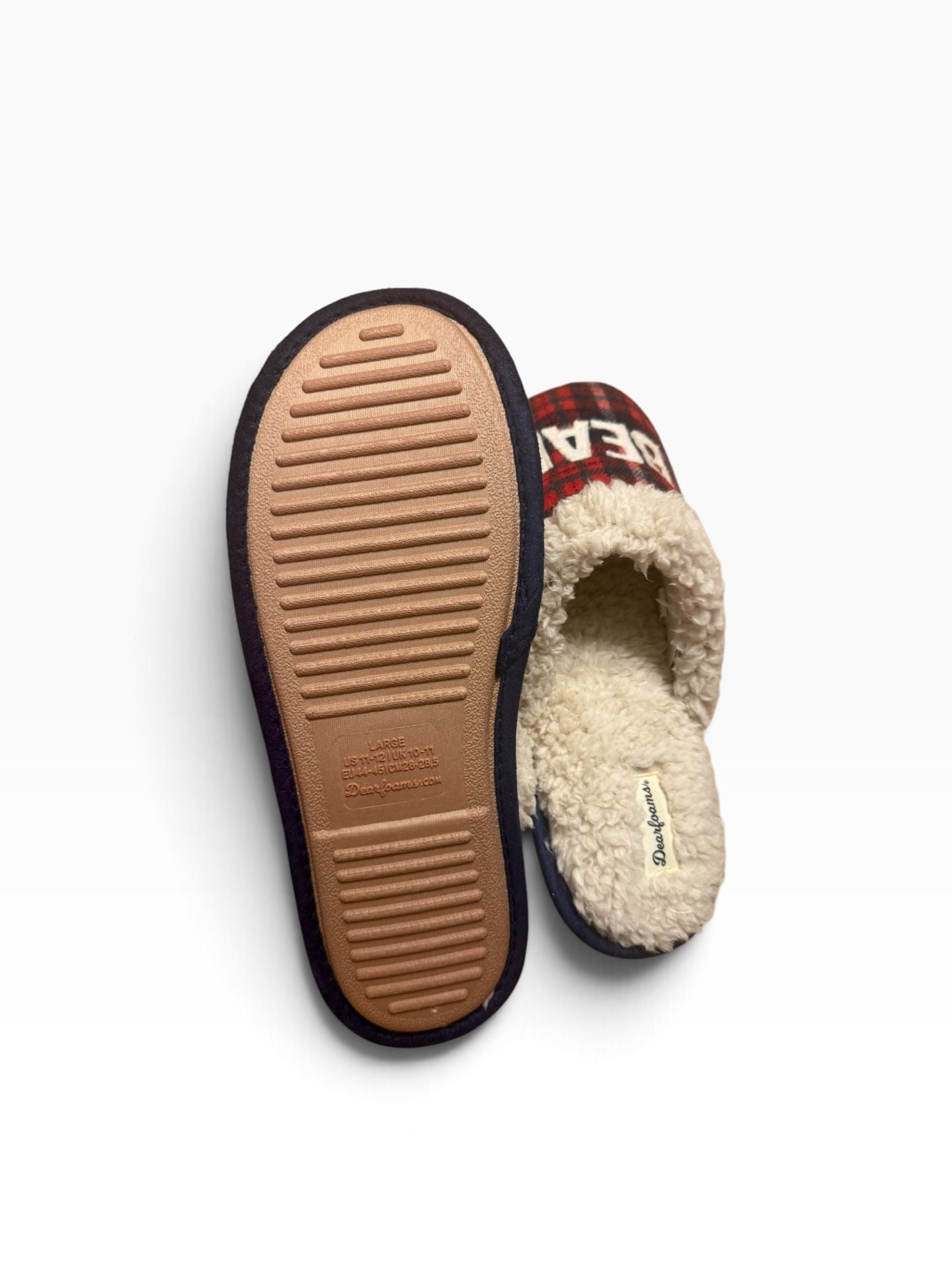 Dearfoams Papa Bear Buffalo Check Clog Slipper Red 4