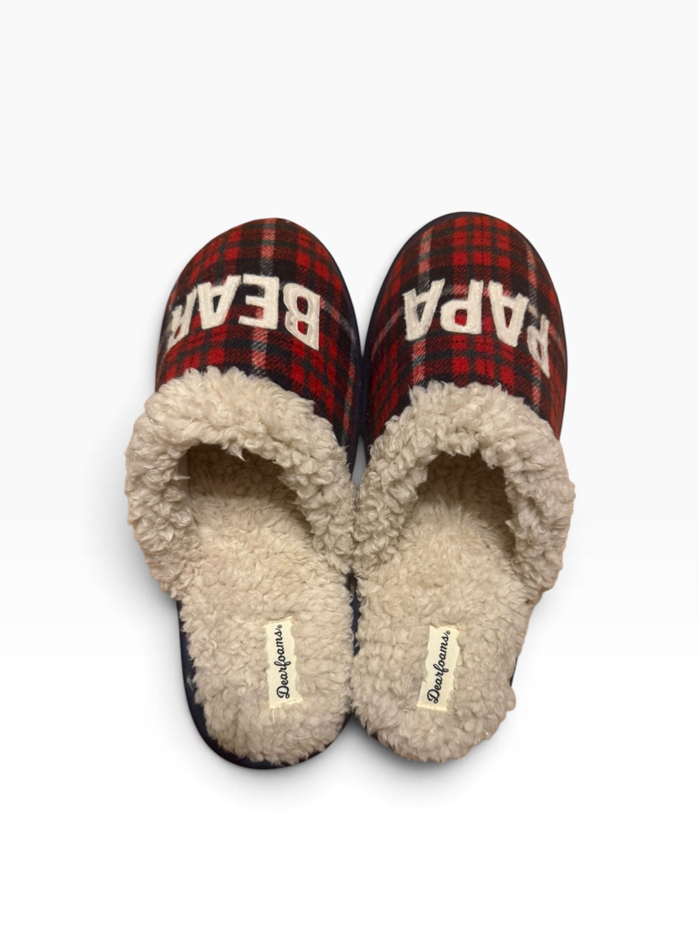 Dearfoams Papa Bear Buffalo Check Clog Slipper Red 5