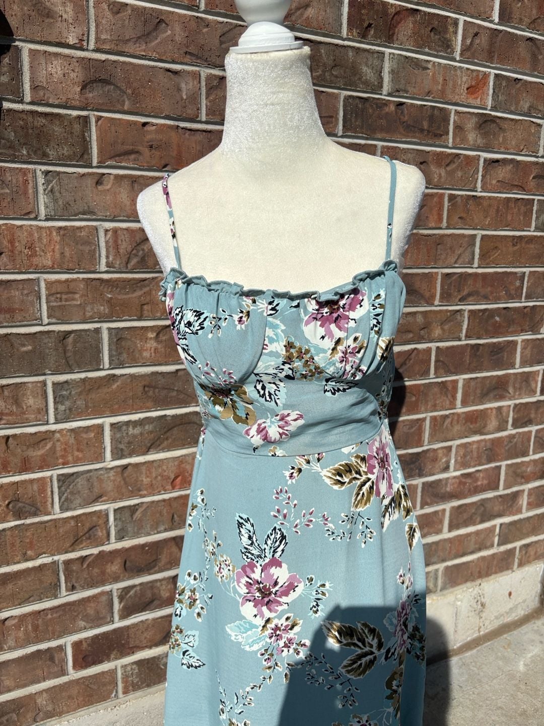 Speechless Maxi Dress Size S Blue Floral Side Slit Cami Dress 3