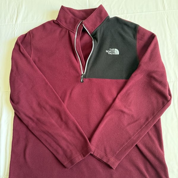 The North Face 1/4 Zip Fleece Pullover Size L Burgundy Black gorpcore
