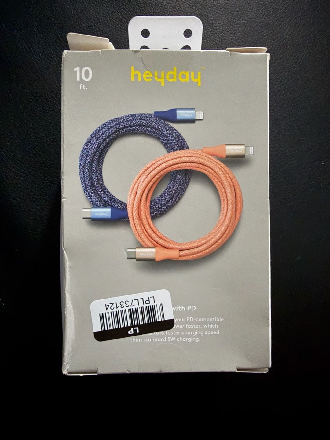 New Heyday USB-C to Lightning Braided Cable 10ft 2pk Peach Future Dusk 2