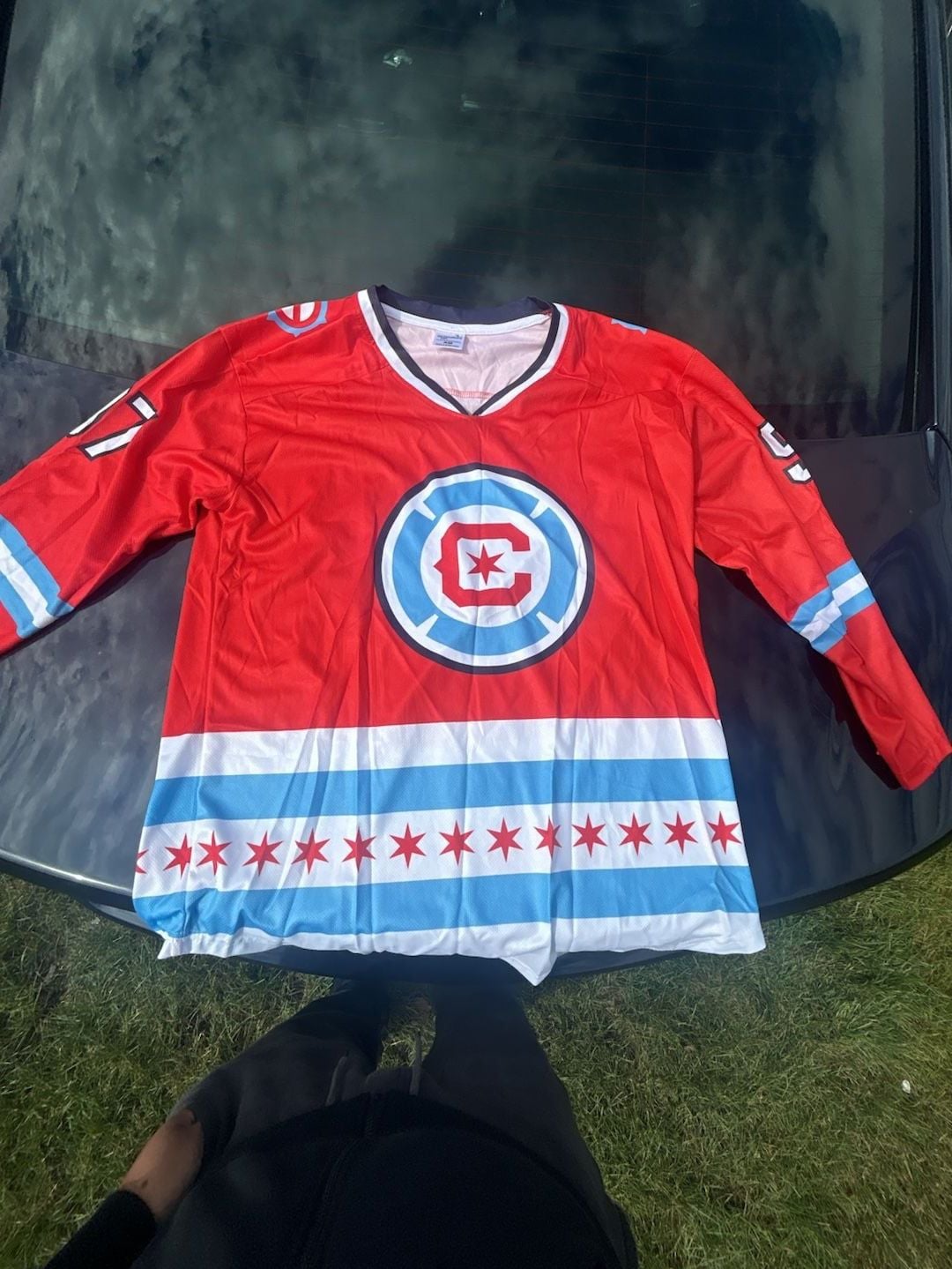 Men's Chicago Fire Red Jersey Hook Hockey Pullover Hoodie, 2