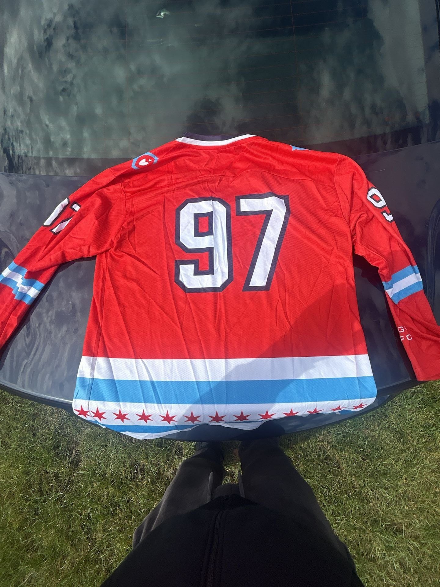 Men's Chicago Fire Red Jersey Hook Hockey Pullover Hoodie, 3