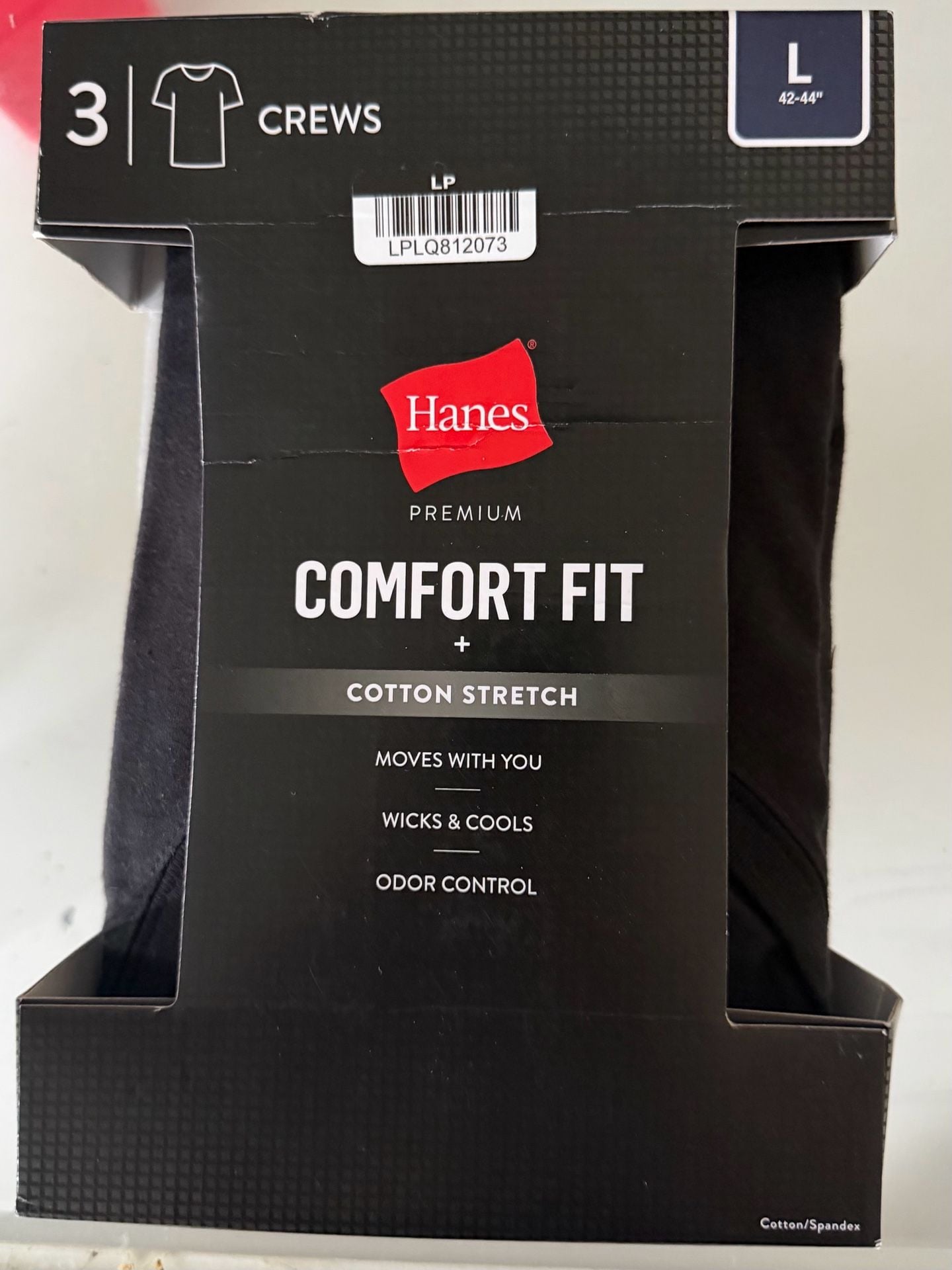 New Hanes Premium Comfort Fit Cotton Stretch Crews Size L 3-Pack 1