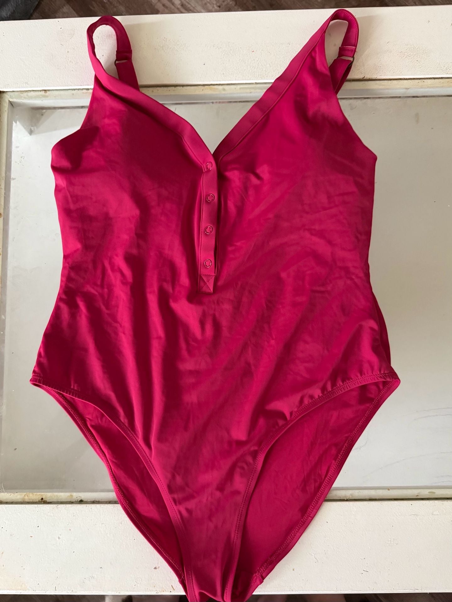 New Andie Swim Ipanema Long Torso One Piece Swimsuit Size L Granita Pink 2