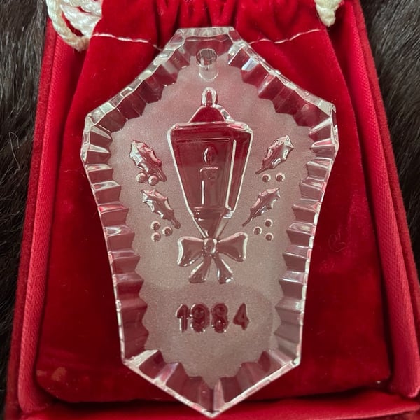 Waterford Crystal 1984 Christmas Ornament Candle in Lamppost Boxed