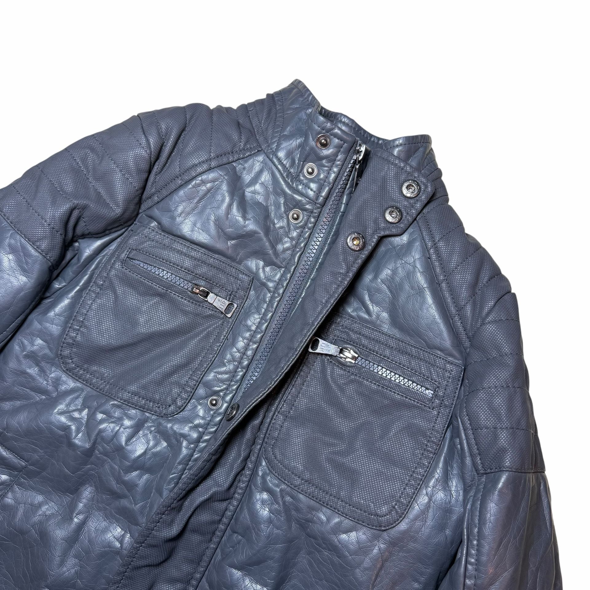 Urban Republic Faux Leather Jacket Size 8 Gray Moto Motorcycle 4