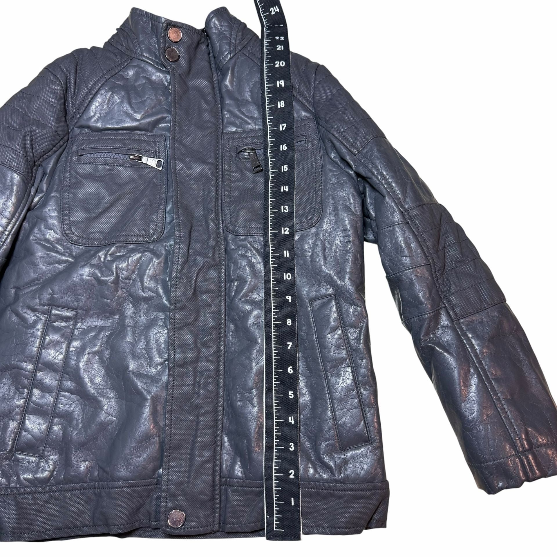 Urban Republic Faux Leather Jacket Size 8 Gray Moto Motorcycle 6