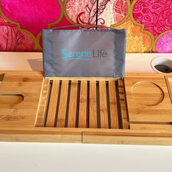 SereneLife Natural Bamboo Bathtub Caddy Tray