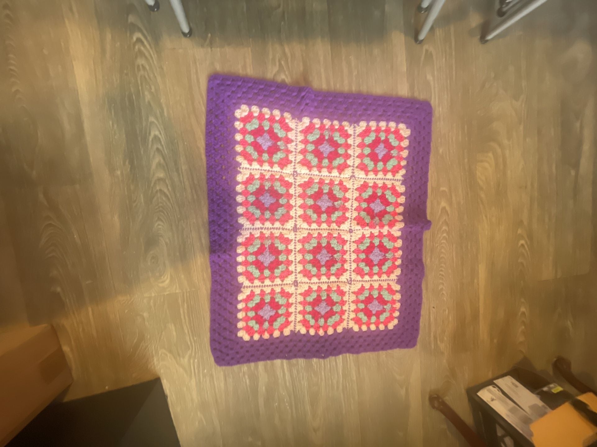 Handmade Granny Square Crochet Afghan Throw Blanket Purple Pink 1