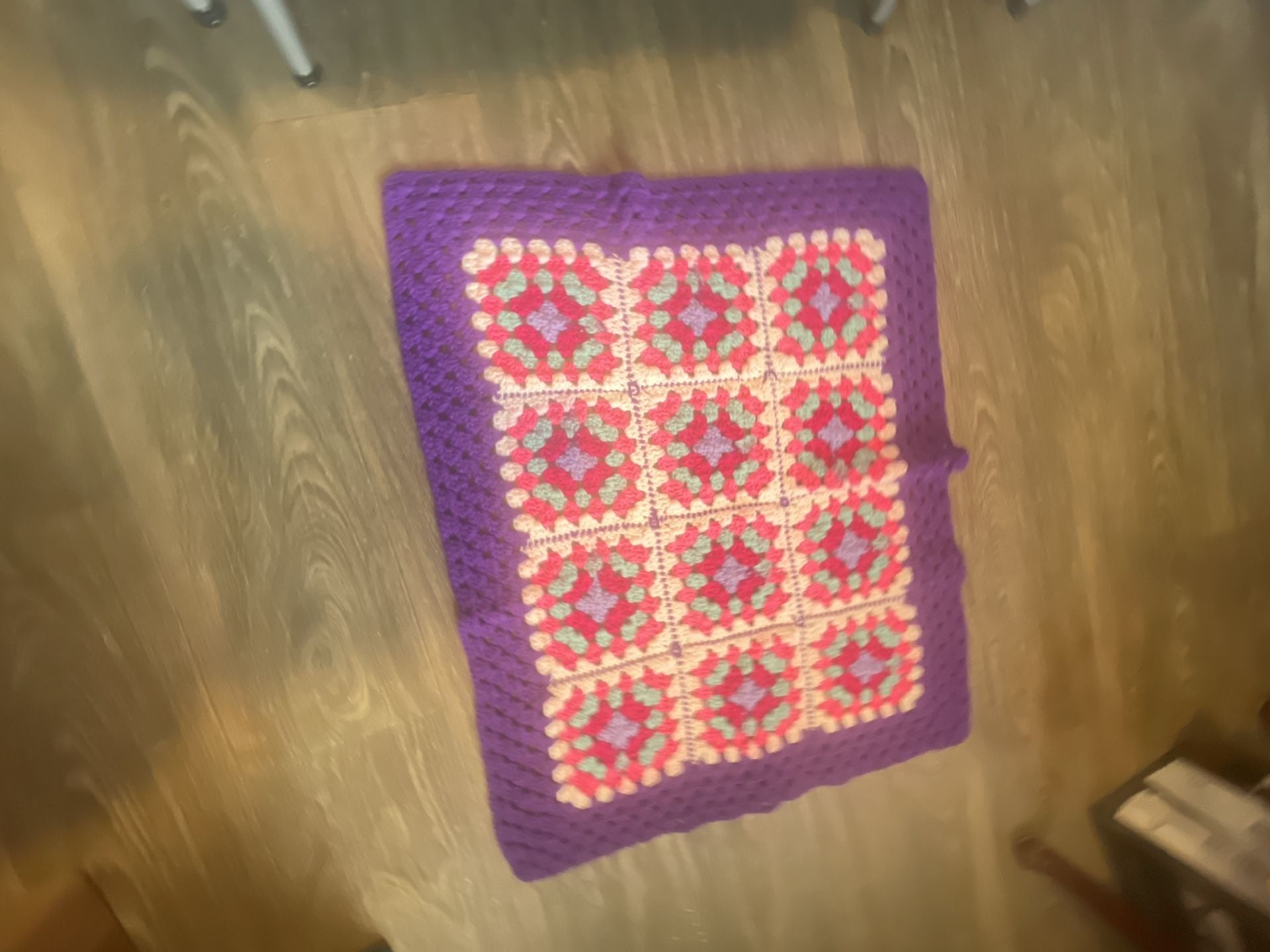 Handmade Granny Square Crochet Afghan Throw Blanket Purple Pink 2