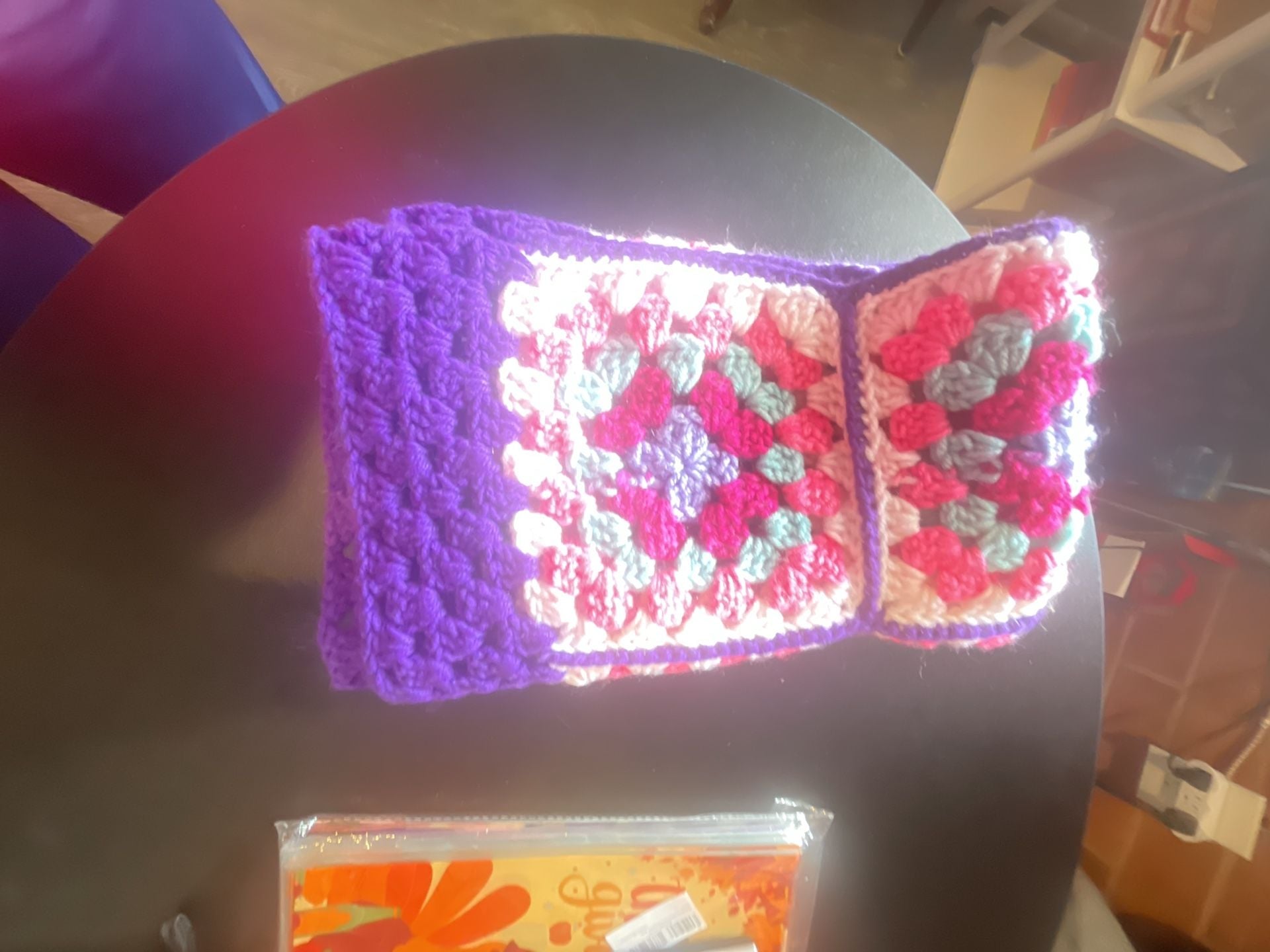 Handmade Granny Square Crochet Afghan Throw Blanket Purple Pink 5