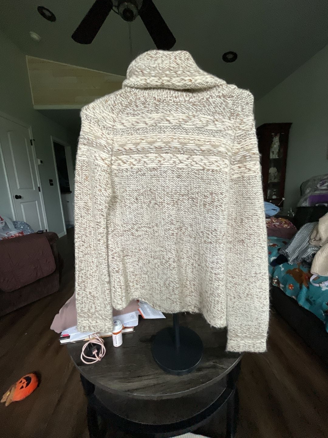 GAP Cowl Neck Sweater Size M Cream Wool Angora Blend Chunky Knit 2