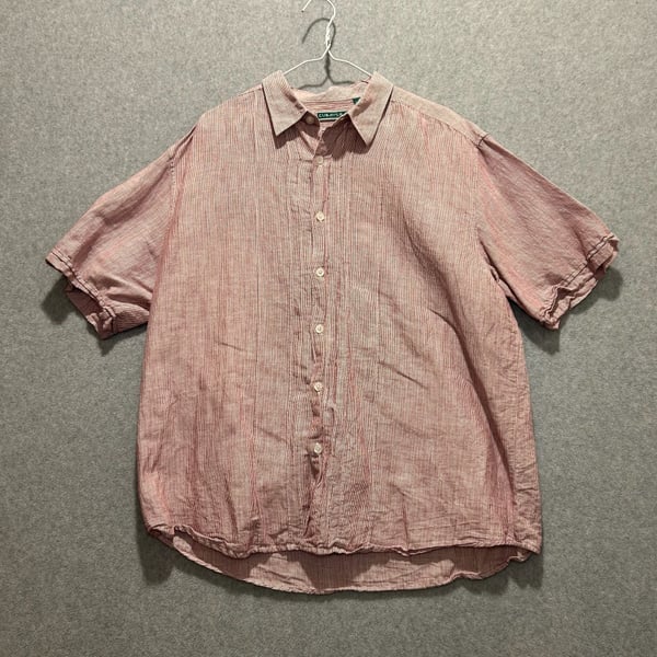 Cubavera Men’s Red Pinstriped Linen Blend Casual Cuban Button Up Size XL