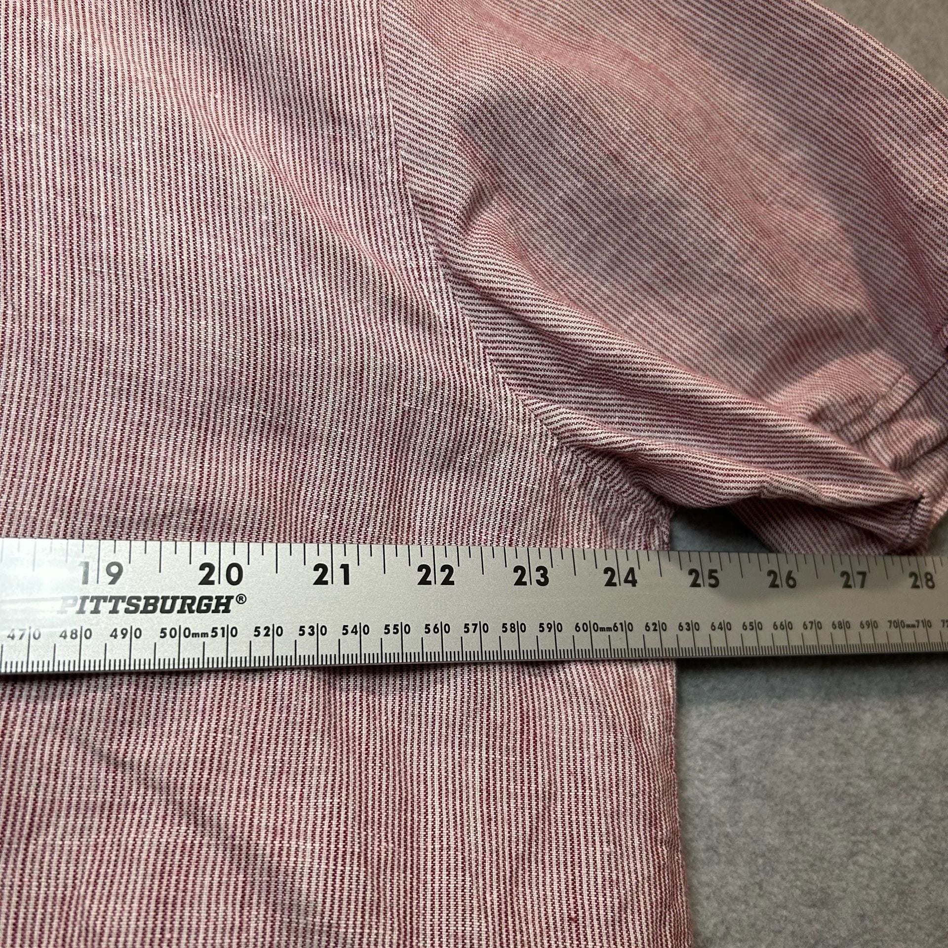 Cubavera Men’s Red Pinstriped Linen Blend Casual Cuban Button Up Size XL 5