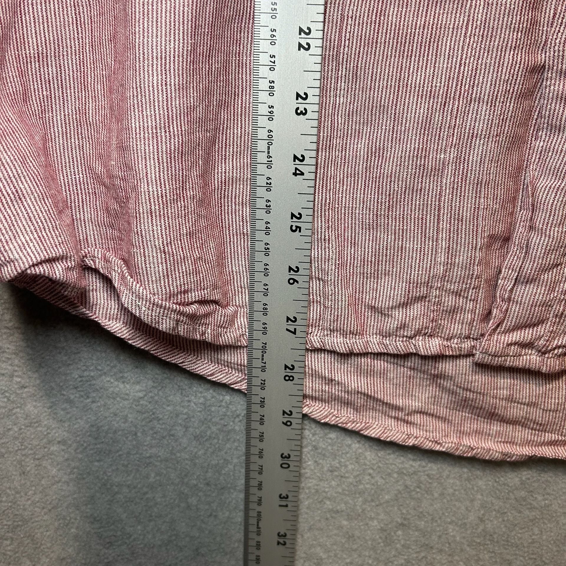 Cubavera Men’s Red Pinstriped Linen Blend Casual Cuban Button Up Size XL 6